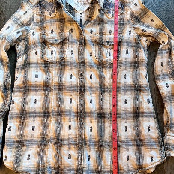 Ryan Michael Western Snap Button Plaid Long Sleeve Shirt 100% Cotton - Medium - Picture 5 of 8